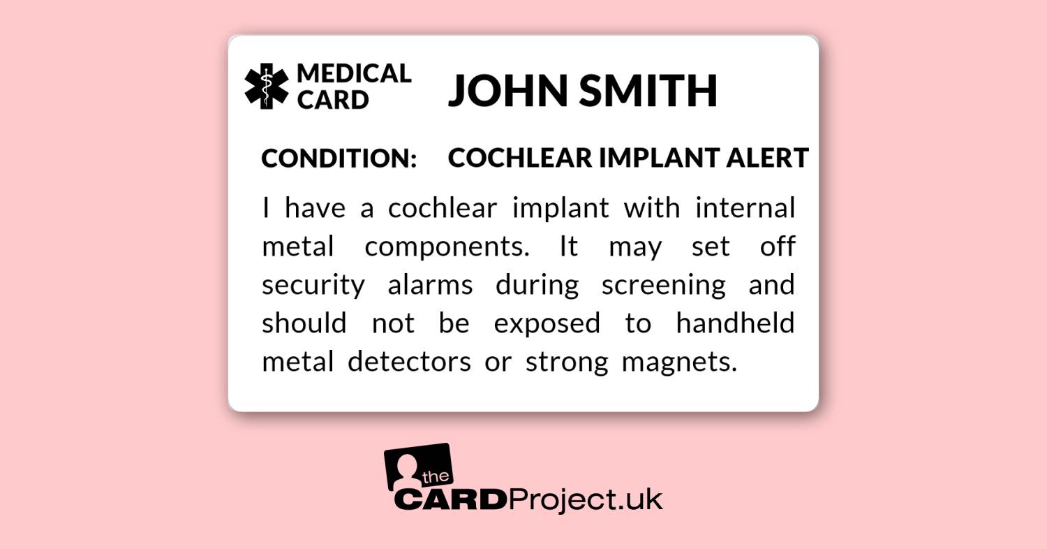 Cochlear Implant Mono Medical ID Card (FRONT)
